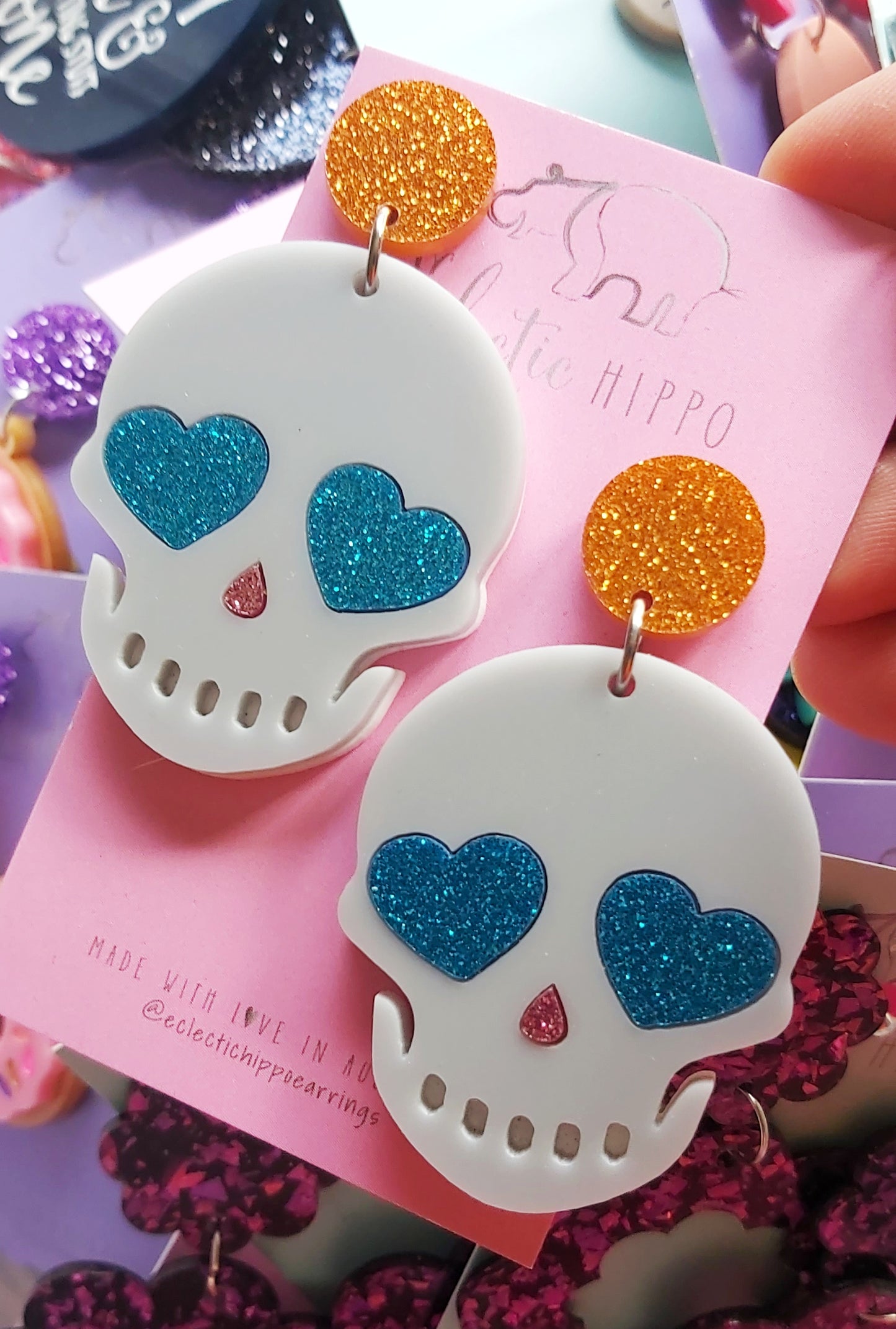 HEART EYES SKULL DANGLES