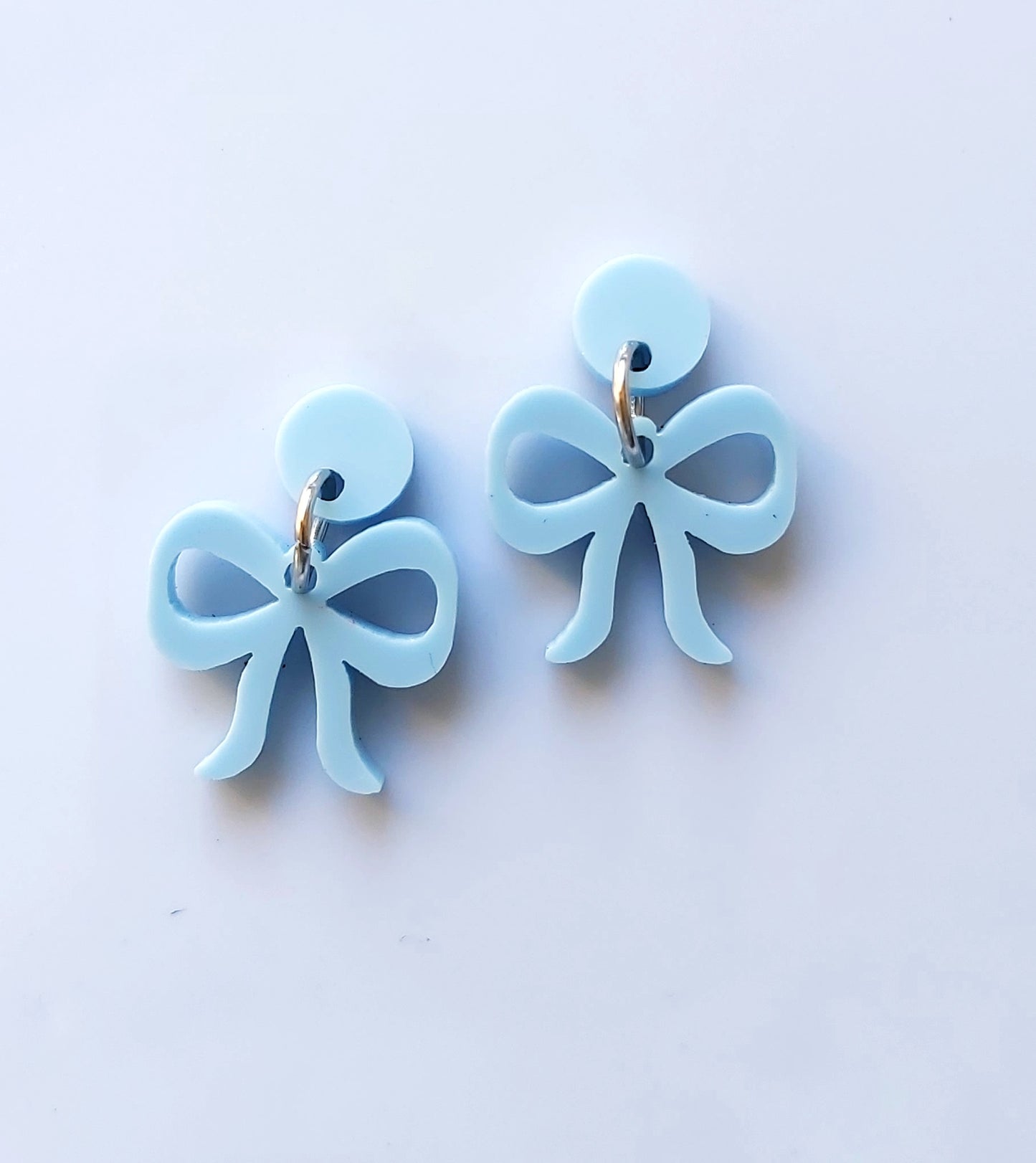 SMALL BLUE BOW DANGLES