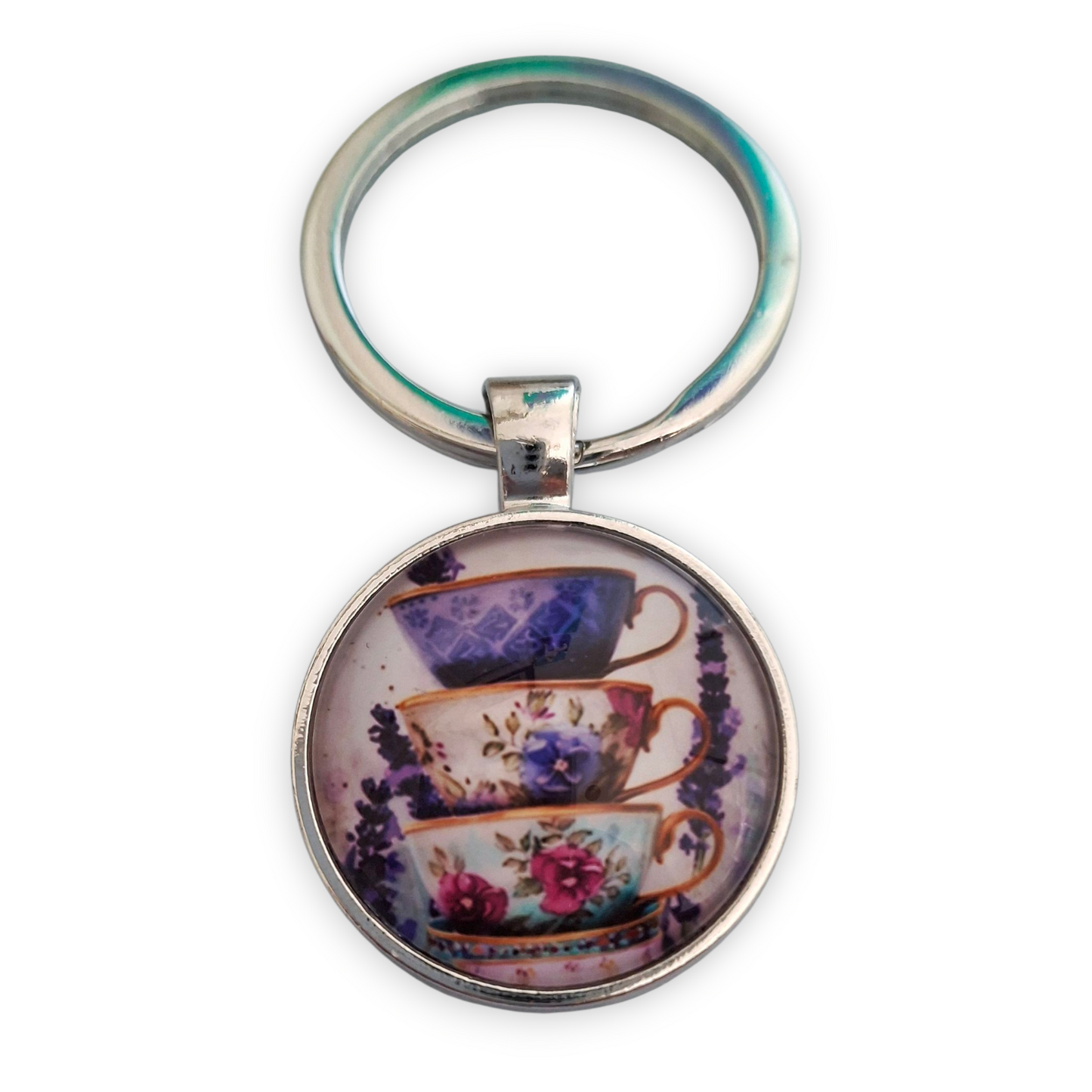 TEACUPS WITH FLOWERS KEYRING