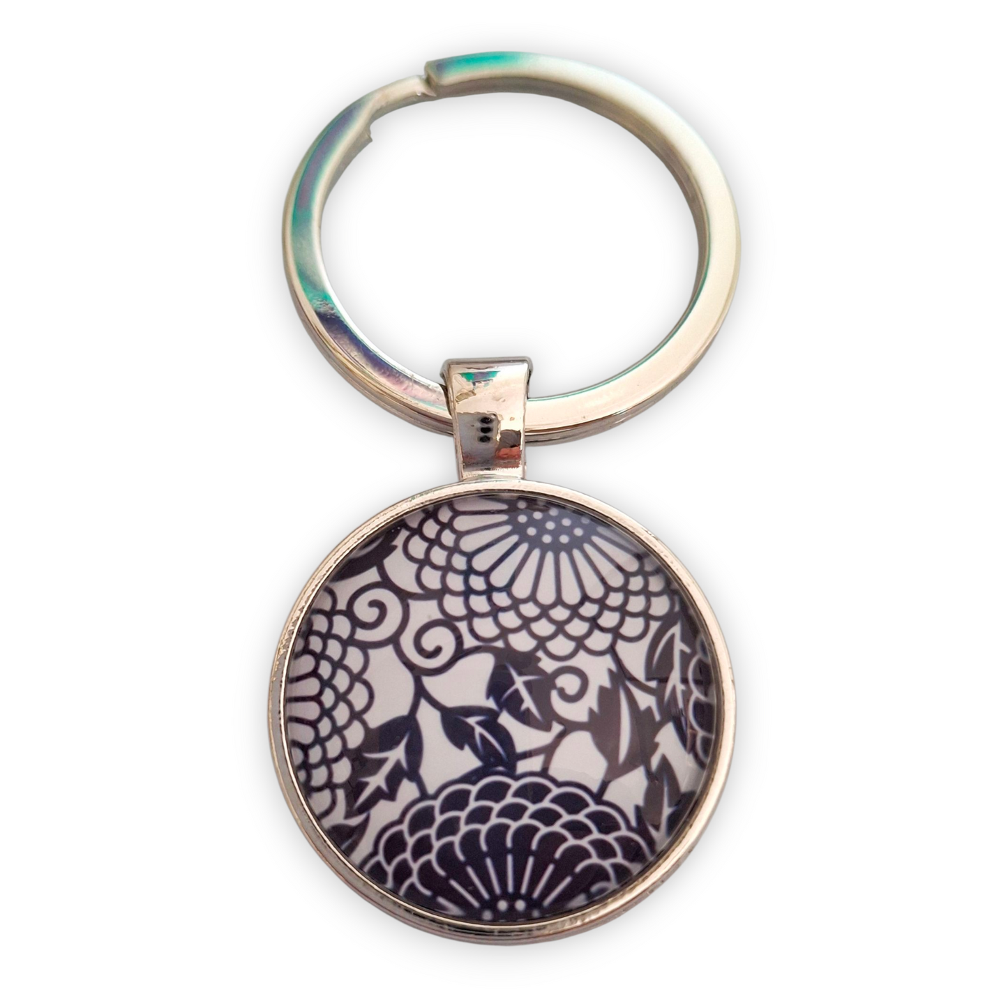 NAVY FLORAL KEYRING