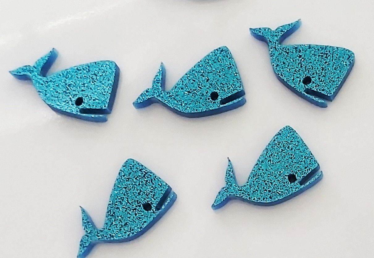 BLUE GLITTER WHALE STUDS