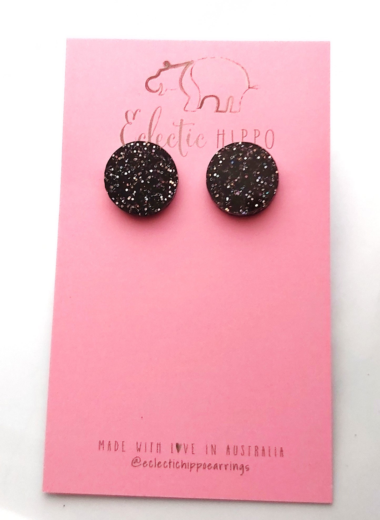 BLACK GLITTER STUDS