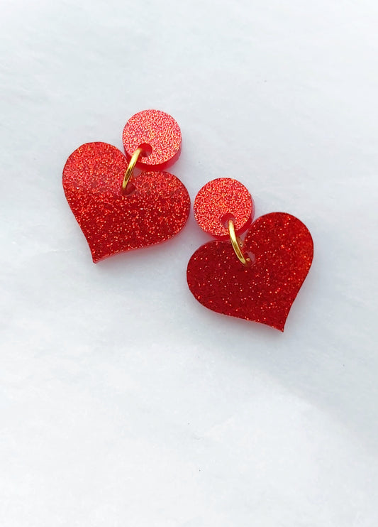 SMALL RED HEART DANGLES
