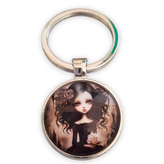 DARK HAIRED GIRL KEYRING