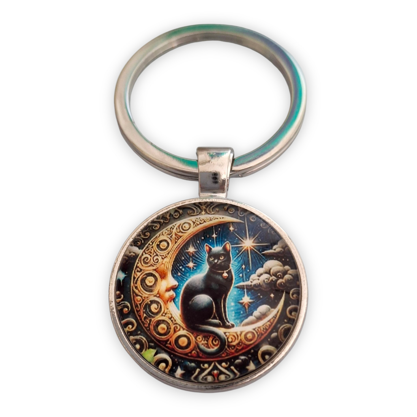CAT ON THE MOON KEYRING